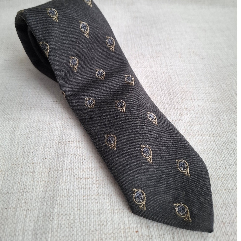 Robert Talbott 70s Emblematic Preppy Club Tie Wool Silk Blend Hunting Foxes 57x3